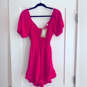 Stanton Fuchsia shorts romper with open tie back!! Fits perfectly! Size Small